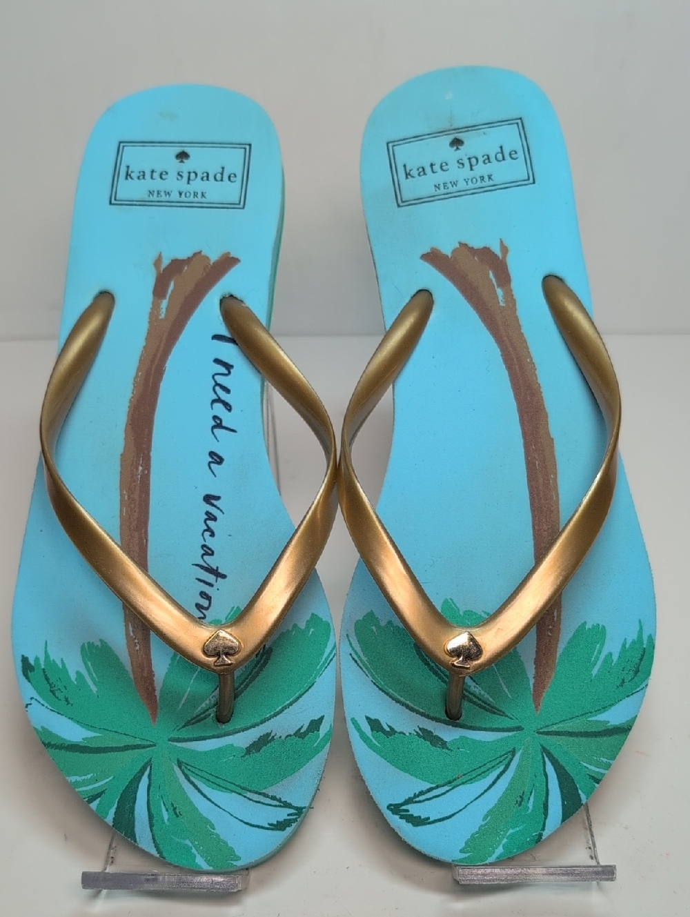 Kate Spade New York Nassau palm tree flip flop women's size 7 - Picture 2 of 12